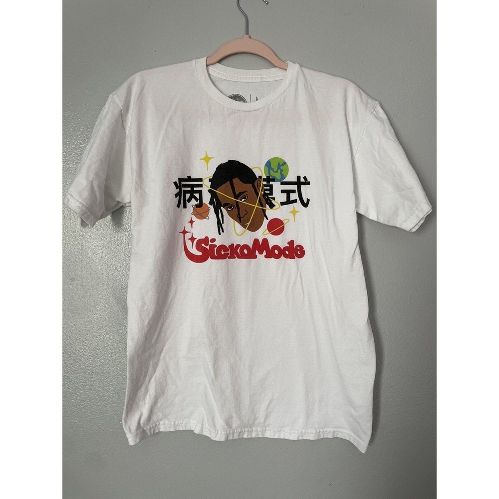 Travis Scott SICKO Mode Shirt M Hip Hop Astroworld Drake Distressed Faded *Stain